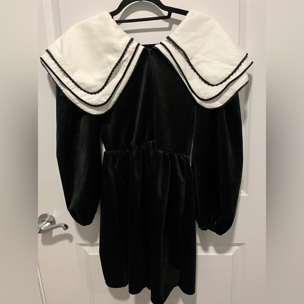 SIster Jane Oversized Collar Velvet Smocked Mini Dress - Picture 4 of 5